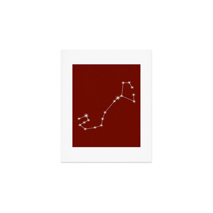 Scorpio Zodiac Star Constellation Line Art Ruby Red Art Print Gallery Image 1
