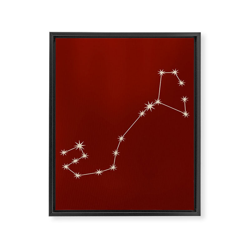Scorpio Zodiac Star Constellation Line Art Ruby Red Framed Canvas Print Gallery Image 8