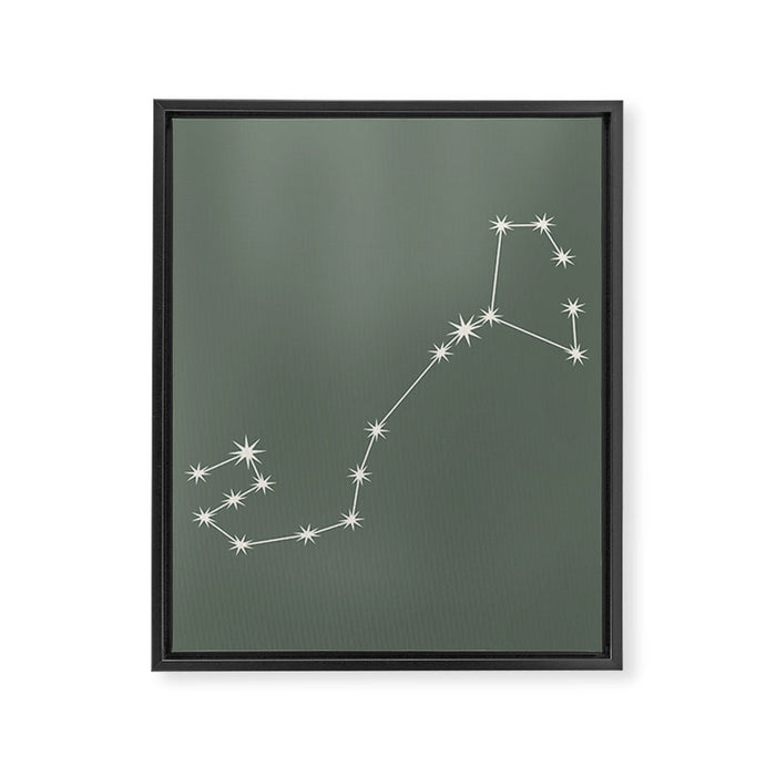 Scorpio Zodiac Star Constellation Line Art Sage Framed Canvas Print Gallery Image 1