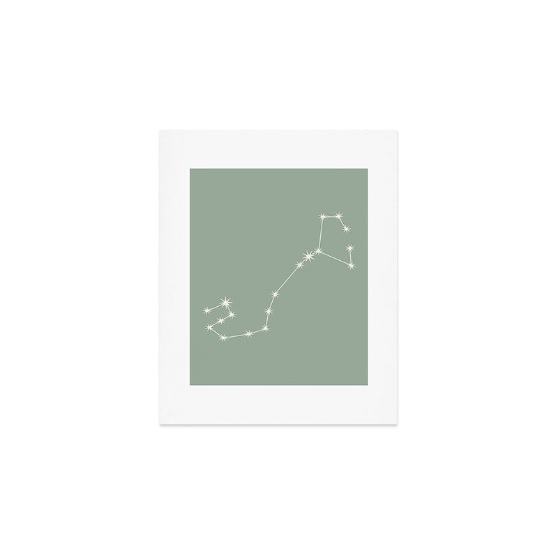 Scorpio Zodiac Star Constellation Line Art Soft Sage Art Print Gallery Image 1