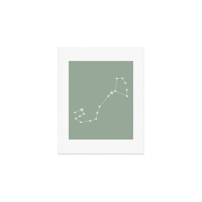 Scorpio Zodiac Star Constellation Line Art Soft Sage Art Print Gallery Image 1