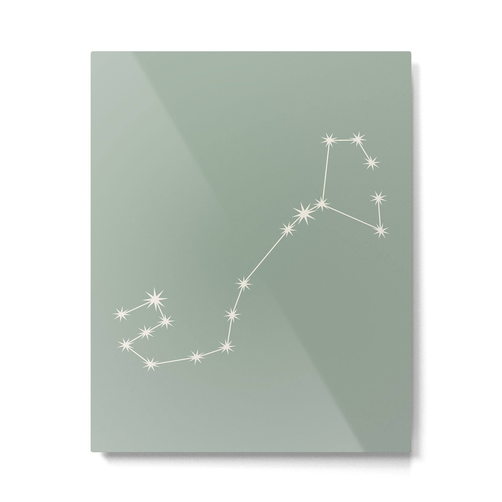 Scorpio Zodiac Star Constellation Line Art Soft Sage Metal Print Gallery Image 6