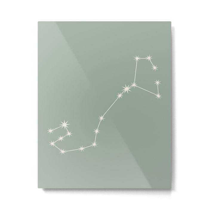 Scorpio Zodiac Star Constellation Line Art Soft Sage Metal Print Gallery Image 1