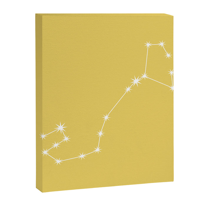 Scorpio Zodiac Star Constellation Line Art Soft Yellow Canvas Print Gallery Image 1