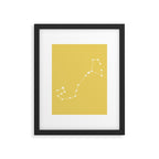 Scorpio Zodiac Star Constellation Line Art Soft Yellow Framed Art Print Gallery Image 6