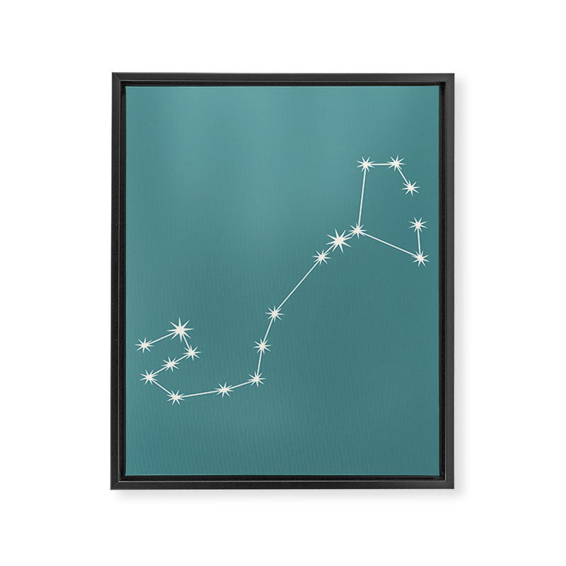 Scorpio Zodiac Star Constellation Line Art Teal Framed Canvas Print Gallery Image 8