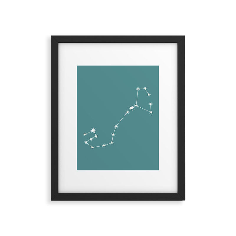 Scorpio Zodiac Star Constellation Line Art Teal Framed Art Print Gallery Image 6