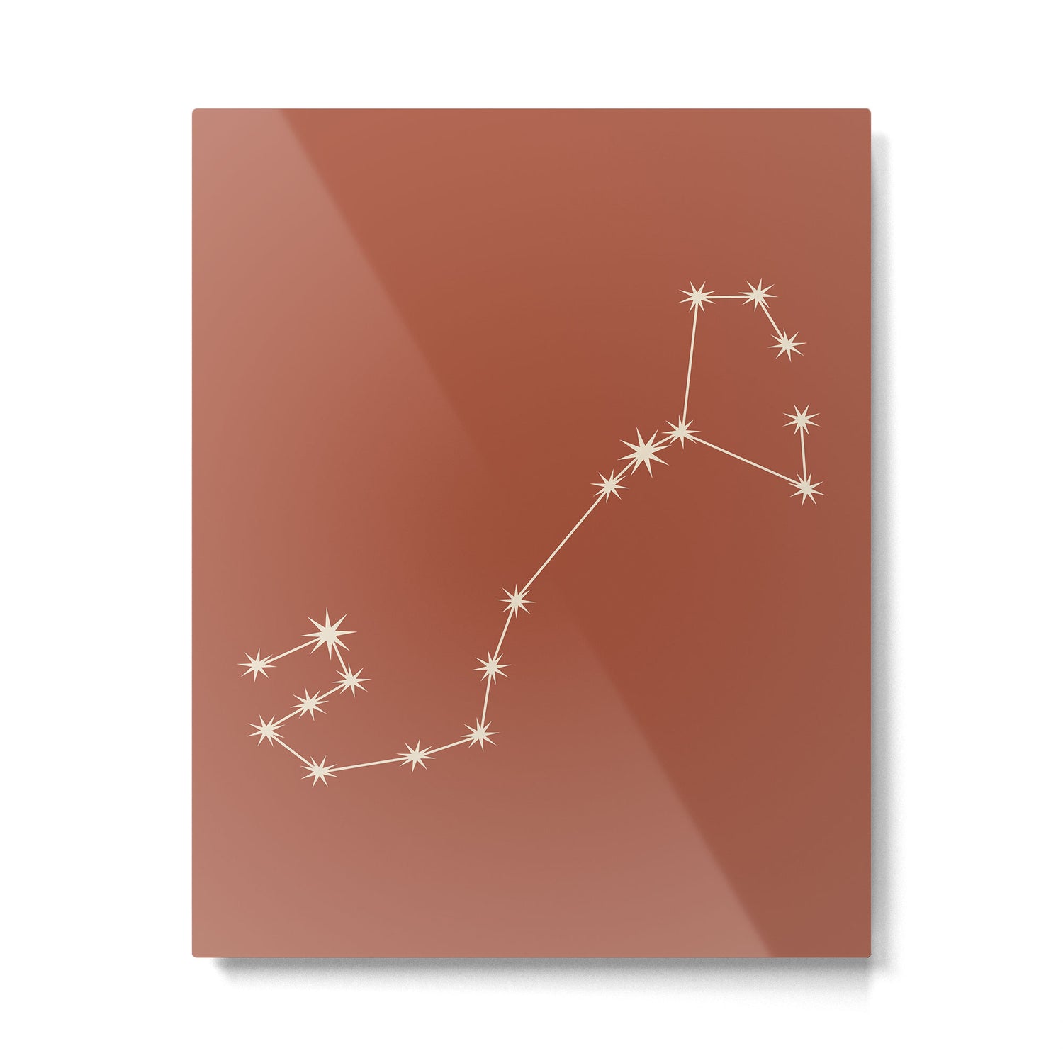 Scorpio Zodiac Star Constellation Line Art Terracotta Red Metal Print Gallery Image 6