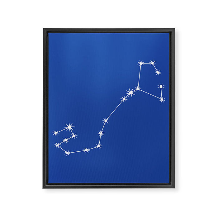 Scorpio Zodiac Star Constellation Line Art Vibrant Blue Framed Canvas Print Gallery Image 1