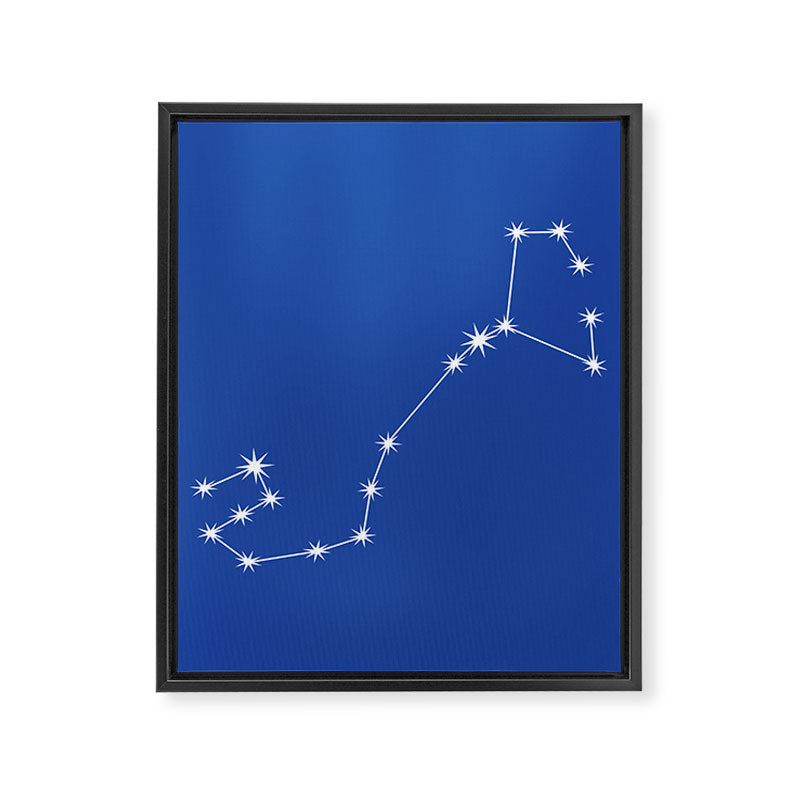 Scorpio Zodiac Star Constellation Line Art Vibrant Blue Framed Canvas Print Gallery Image 8