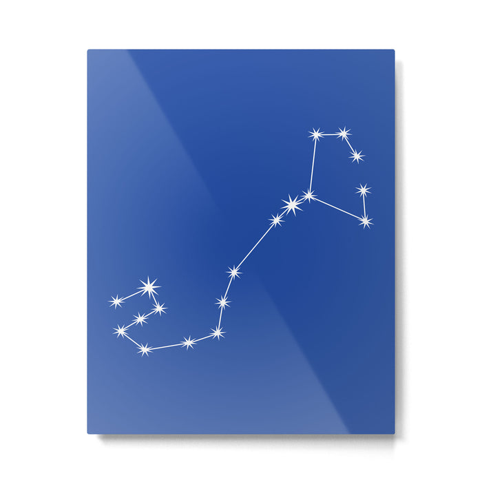 Scorpio Zodiac Star Constellation Line Art Vibrant Blue Metal Print Gallery Image 1
