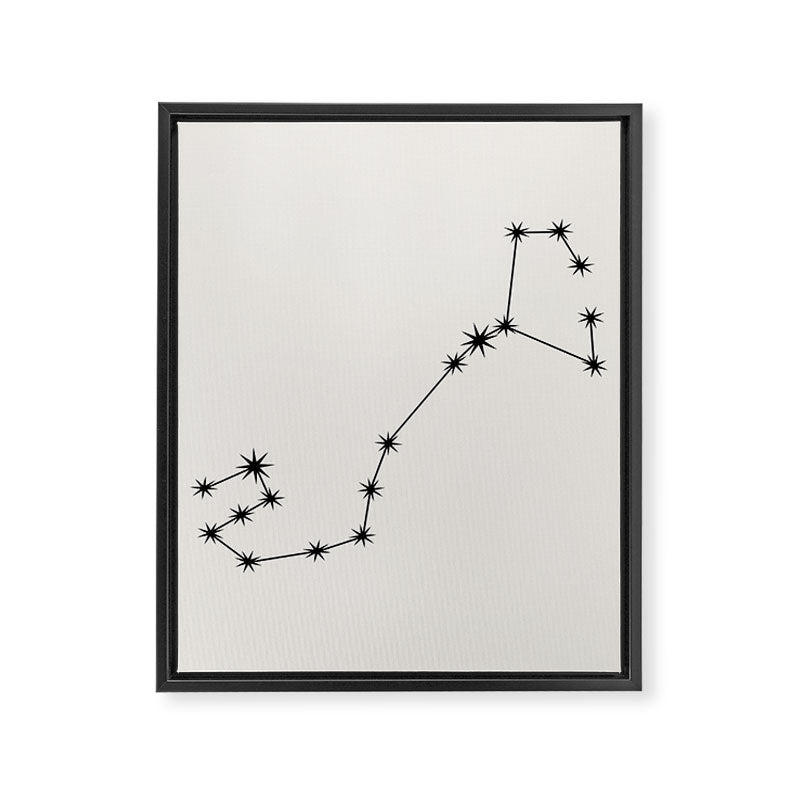 Scorpio Zodiac Star Constellation Line Art White Framed Canvas Print Gallery Image 8