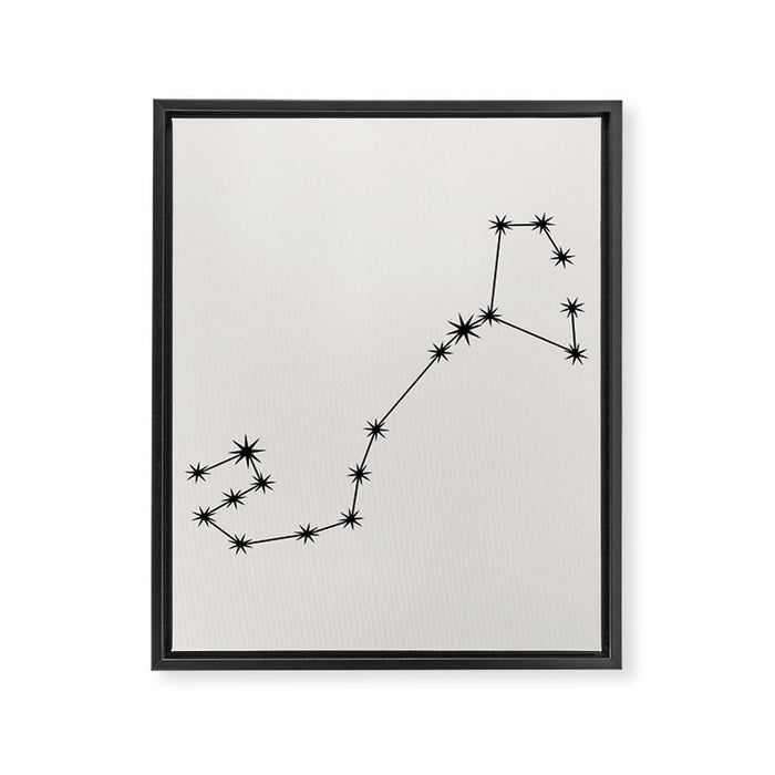 Scorpio Zodiac Star Constellation Line Art White Framed Canvas Print Gallery Image 1