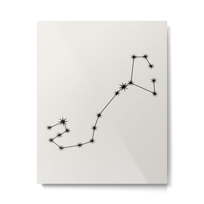 Scorpio Zodiac Star Constellation Line Art White Metal Print Gallery Image 1