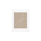 Taurus Zodiac Star Constellation Line Art Beige Art Print Gallery Image 1