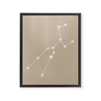 Taurus Zodiac Star Constellation Line Art Beige Framed Canvas Print Gallery Image 8