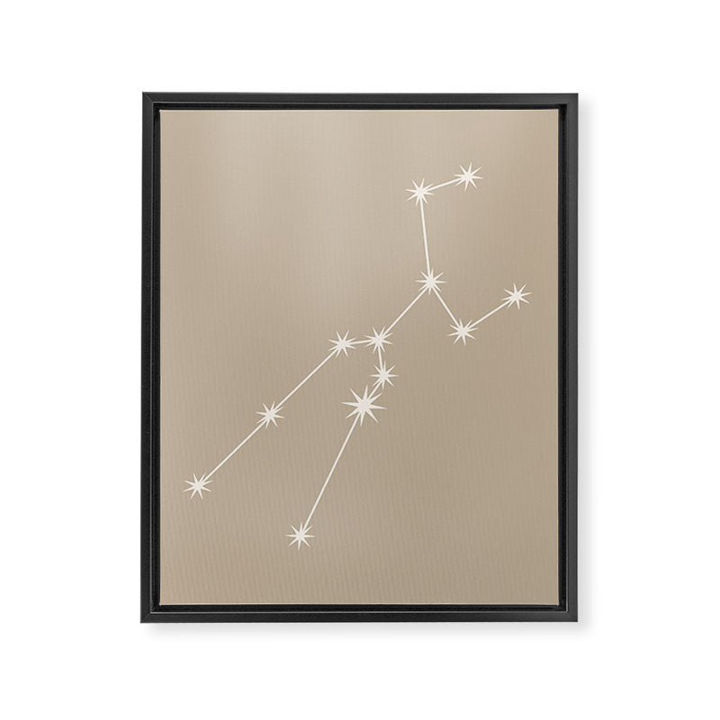 Taurus Zodiac Star Constellation Line Art Beige Framed Canvas Print Gallery Image 8