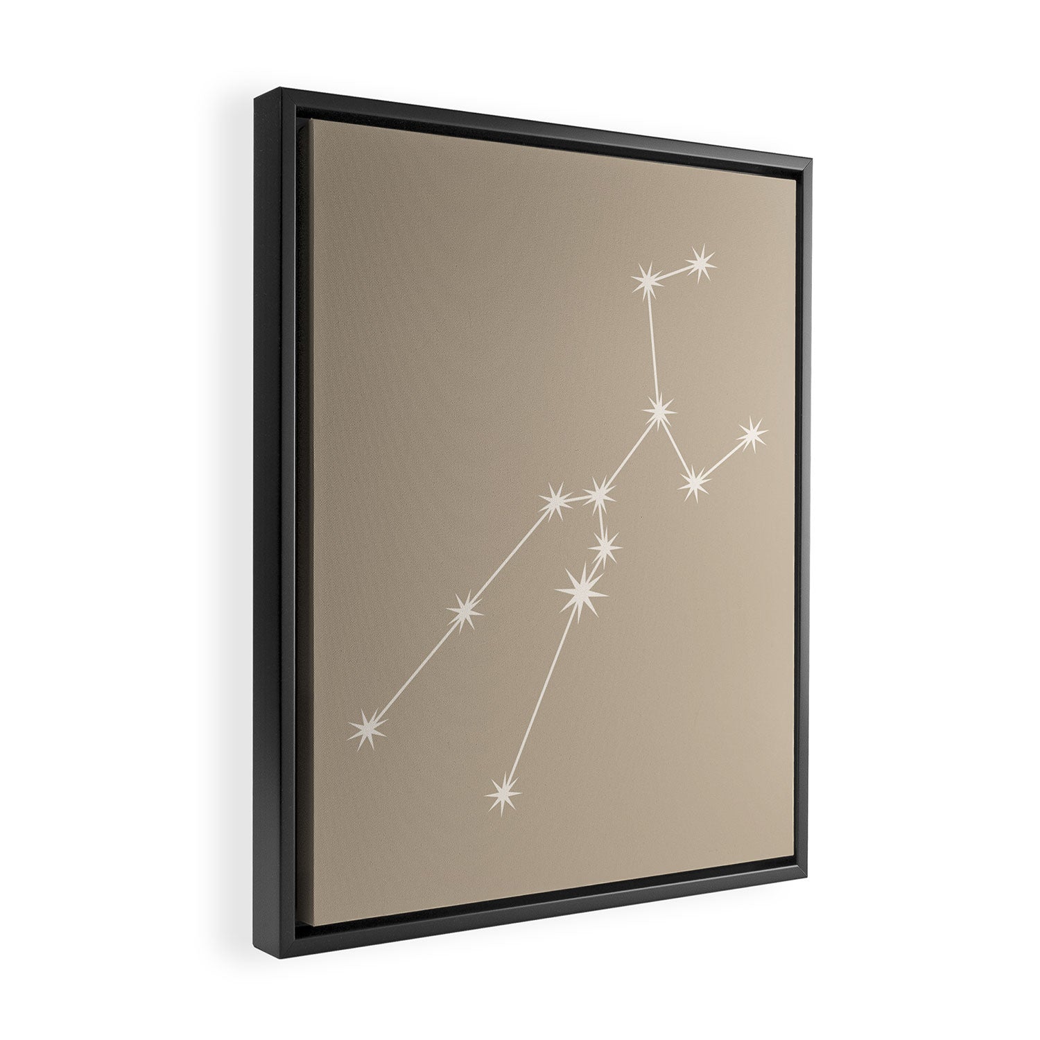 Taurus Zodiac Star Constellation Line Art Beige Framed Canvas Print Gallery Image 2