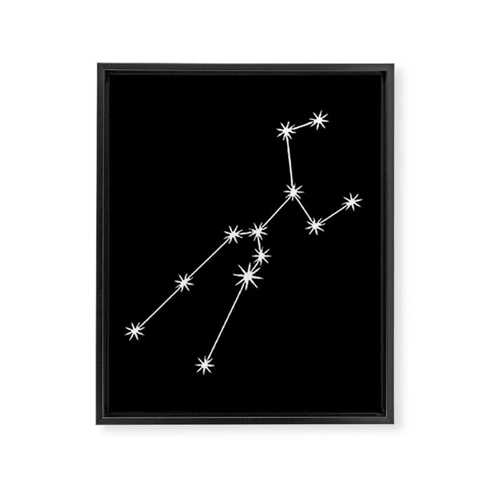 Taurus Zodiac Star Constellation Line Art Black Framed Canvas Print Gallery Image 1