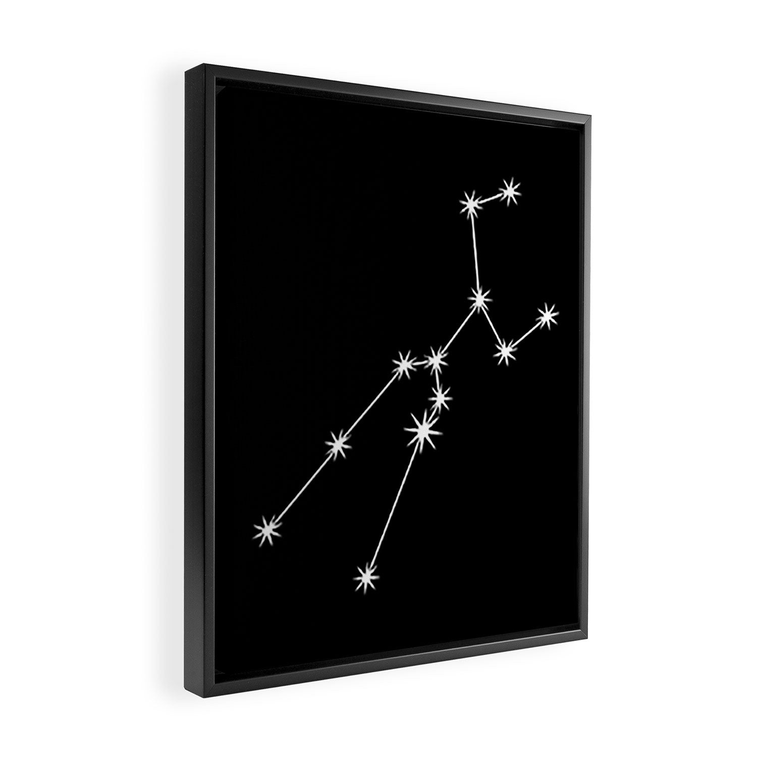 Taurus Zodiac Star Constellation Line Art Black Framed Canvas Print Gallery Image 2