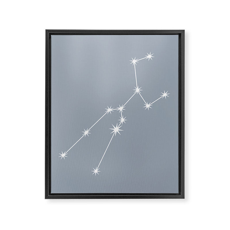 Taurus Zodiac Star Constellation Line Art Blue Grey Framed Canvas Print Gallery Image 8