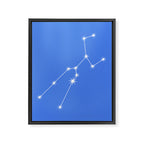 Taurus Zodiac Star Constellation Line Art Bright Blue Framed Canvas Print Gallery Image 8