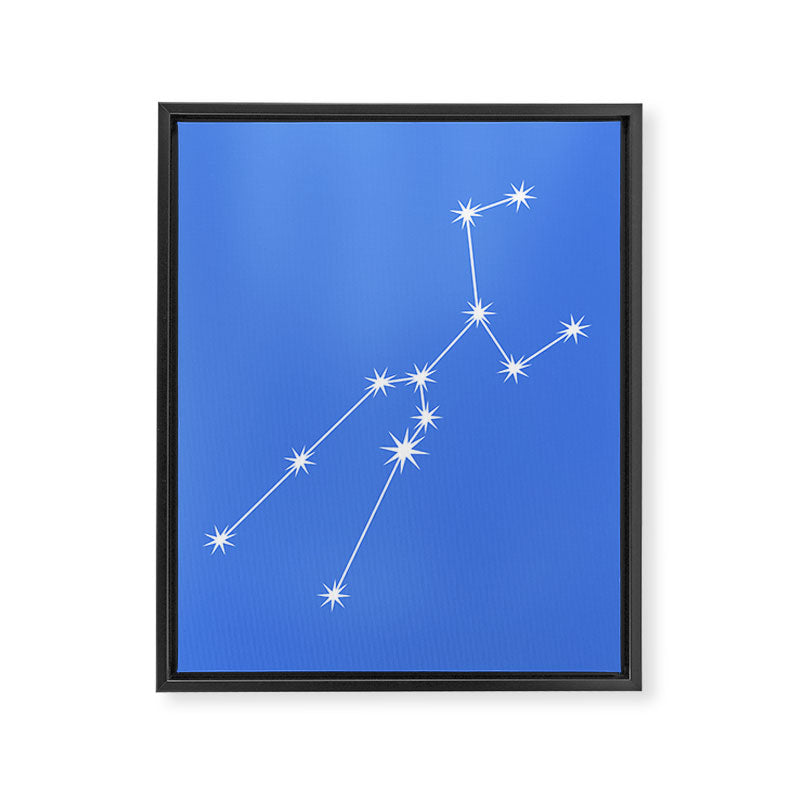 Taurus Zodiac Star Constellation Line Art Bright Blue Framed Canvas Print Gallery Image 8