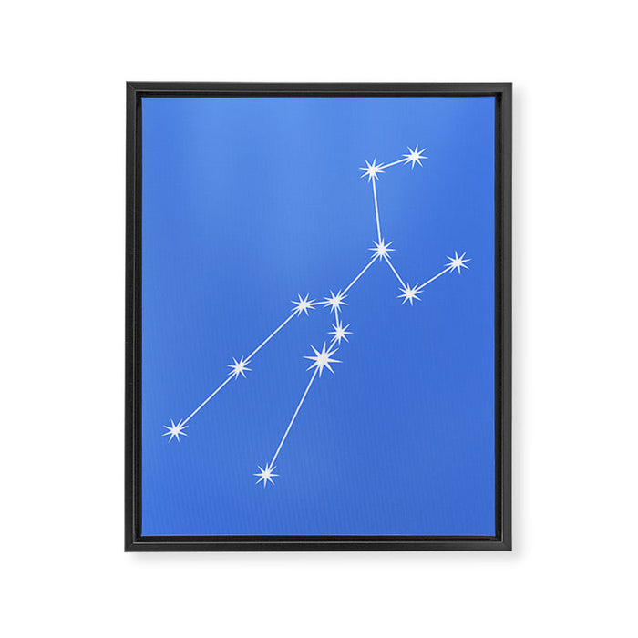 Taurus Zodiac Star Constellation Line Art Bright Blue Framed Canvas Print Gallery Image 1