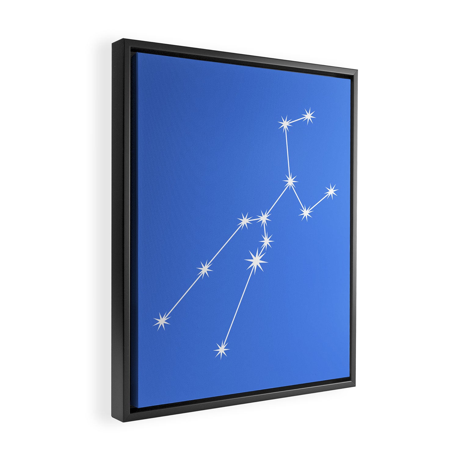 Taurus Zodiac Star Constellation Line Art Bright Blue Framed Canvas Print Gallery Image 2