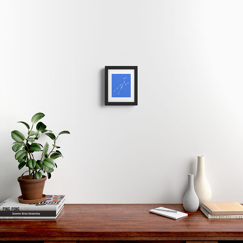 Taurus Zodiac Star Constellation Line Art Bright Blue Framed Art Print Gallery Image 2