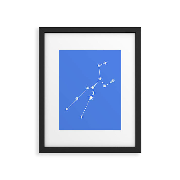 Taurus Zodiac Star Constellation Line Art Bright Blue Framed Art Print Gallery Image 1