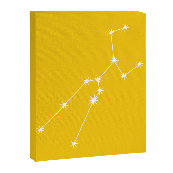 Taurus Zodiac Star Constellation Line Art Bright Yellow Canvas Print Gallery Image 1
