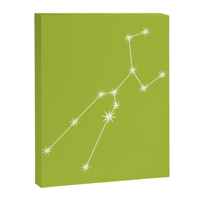 Taurus Zodiac Star Constellation Line Art Chartreuse Green Canvas Print Gallery Image 1