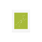 Taurus Zodiac Star Constellation Line Art Chartreuse Green Art Print Gallery Image 1