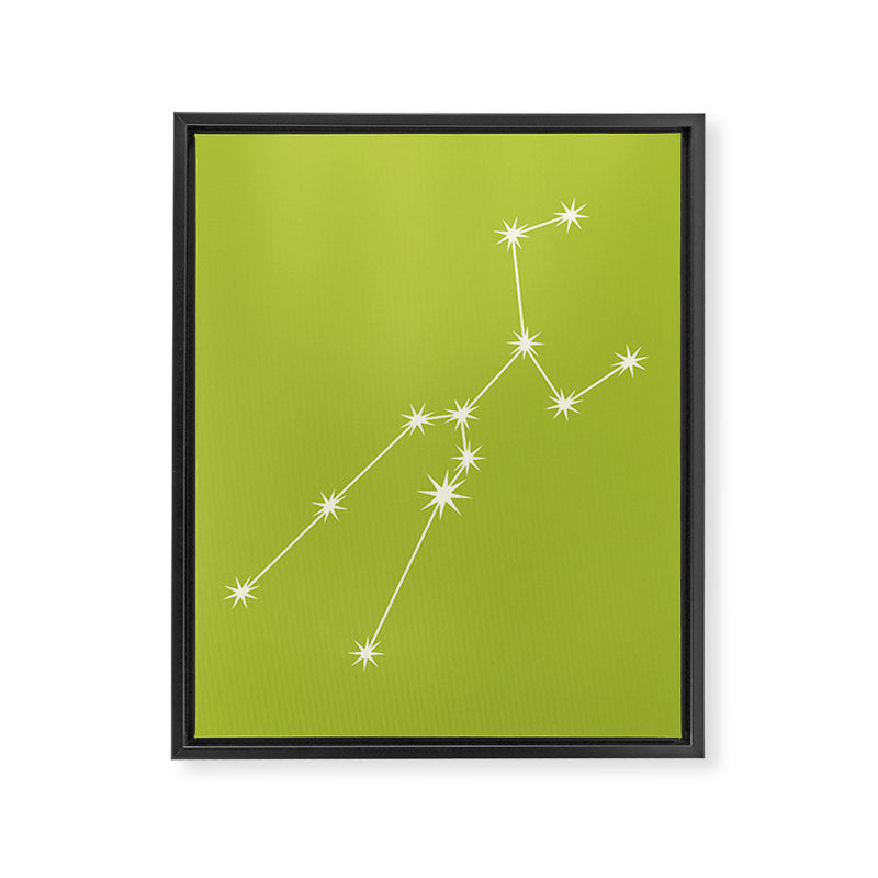 Taurus Zodiac Star Constellation Line Art Chartreuse Green Framed Canvas Print Gallery Image 8