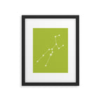 Taurus Zodiac Star Constellation Line Art Chartreuse Green Framed Art Print Gallery Image 6