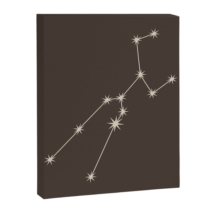 Taurus Zodiac Star Constellation Line Art Coffee Brown Canvas Print Gallery Image 1