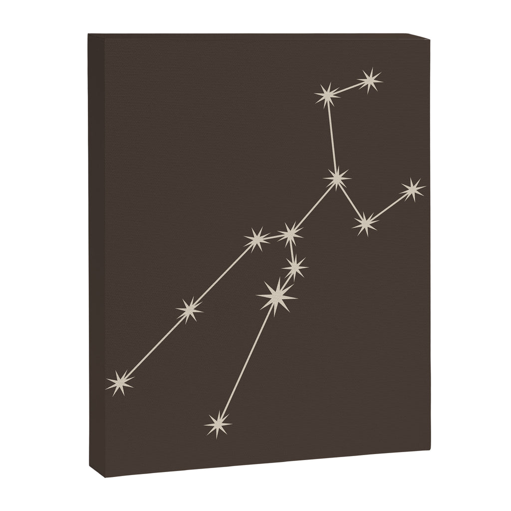 Taurus Zodiac Star Constellation Line Art Coffee Brown Canvas Print Gallery Image 8