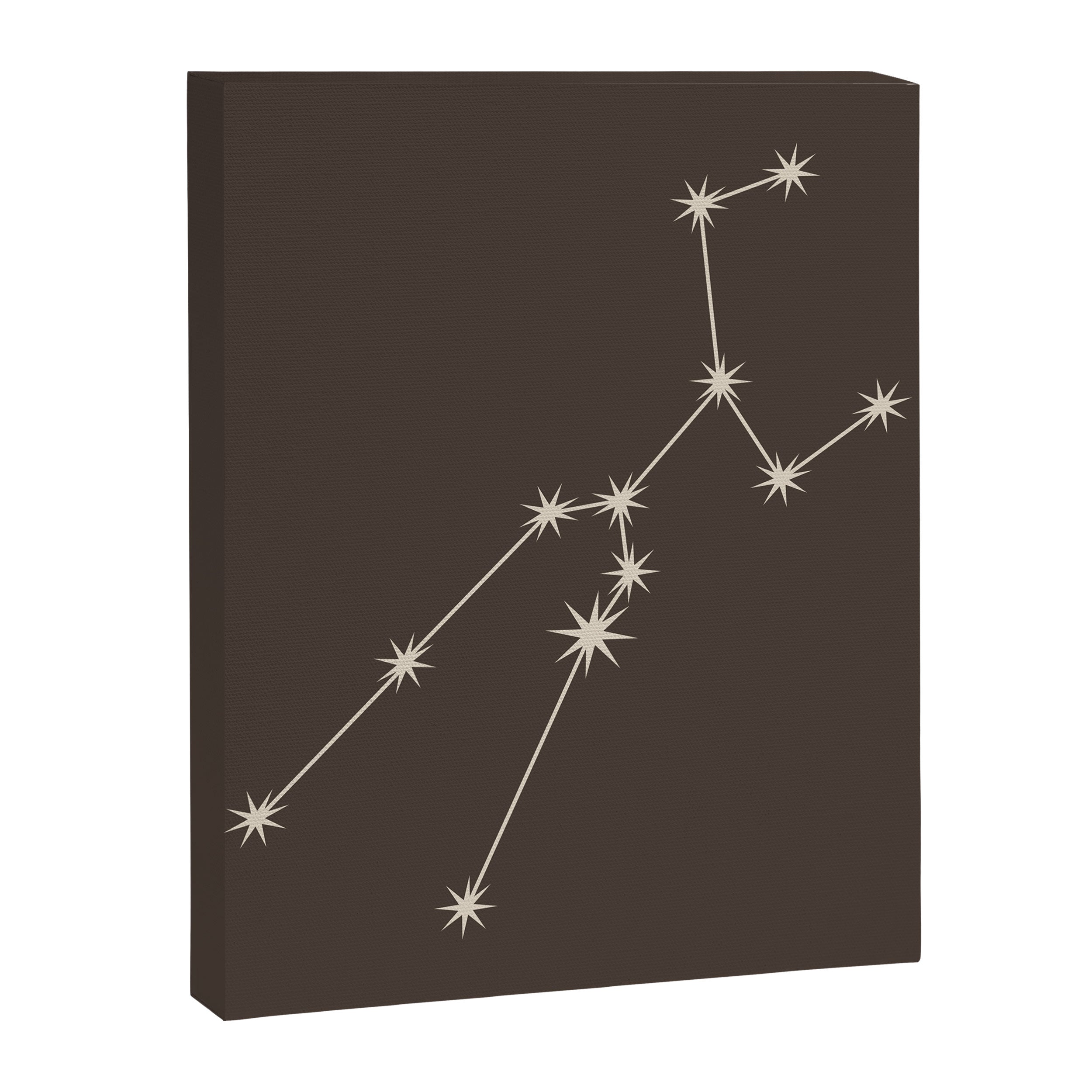 Taurus Zodiac Star Constellation Line Art Coffee Brown Canvas Print Gallery Image 8
