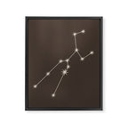 Taurus Zodiac Star Constellation Line Art Coffee Brown Framed Canvas Print Gallery Image 8