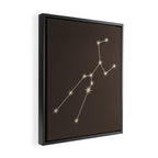 Taurus Zodiac Star Constellation Line Art Coffee Brown Framed Canvas Print Gallery Image 2