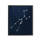 Taurus Zodiac Star Constellation Line Art Dark Blue Framed Canvas Print Gallery Image 8