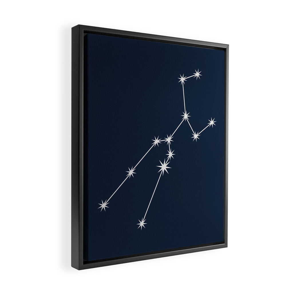Taurus Zodiac Star Constellation Line Art Dark Blue Framed Canvas Print Gallery Image 2
