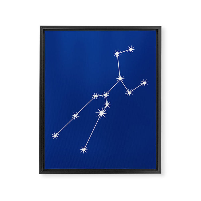 Taurus Zodiac Star Constellation Line Art Dark Blue Framed Canvas Print Gallery Image 1