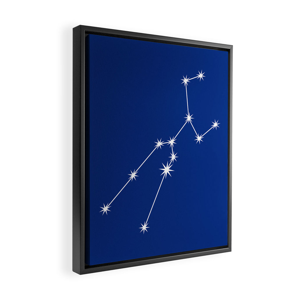 Taurus Zodiac Star Constellation Line Art Dark Blue Framed Canvas Print Gallery Image 2