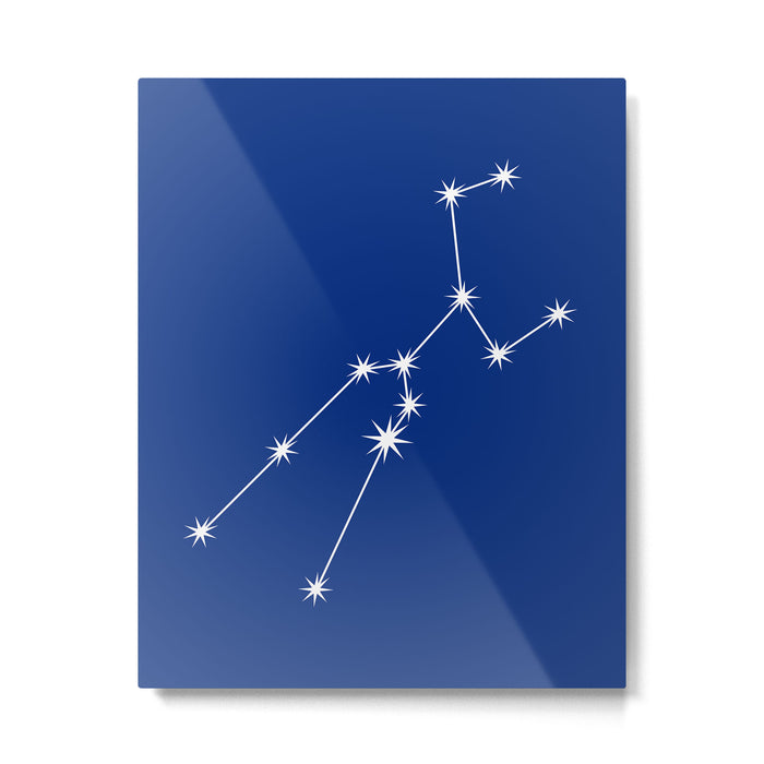 Taurus Zodiac Star Constellation Line Art Dark Blue Metal Print Gallery Image 1