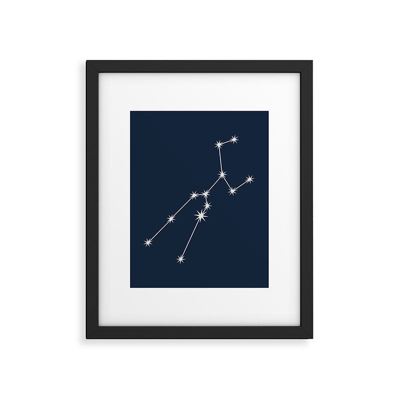 Taurus Zodiac Star Constellation Line Art Dark Blue Framed Art Print Gallery Image 6