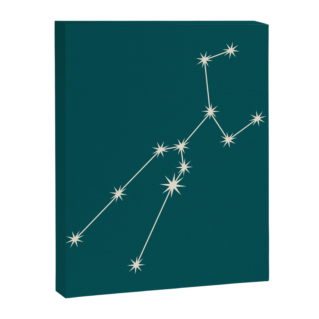 Taurus Zodiac Star Constellation Line Art Deep Teal Canvas Print Gallery Image 8