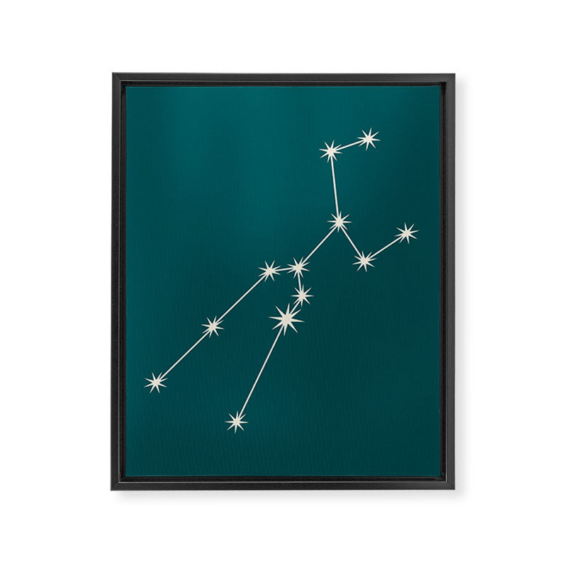 Taurus Zodiac Star Constellation Line Art Deep Teal Framed Canvas Print Gallery Image 8