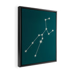 Taurus Zodiac Star Constellation Line Art Deep Teal Framed Canvas Print Gallery Image 2